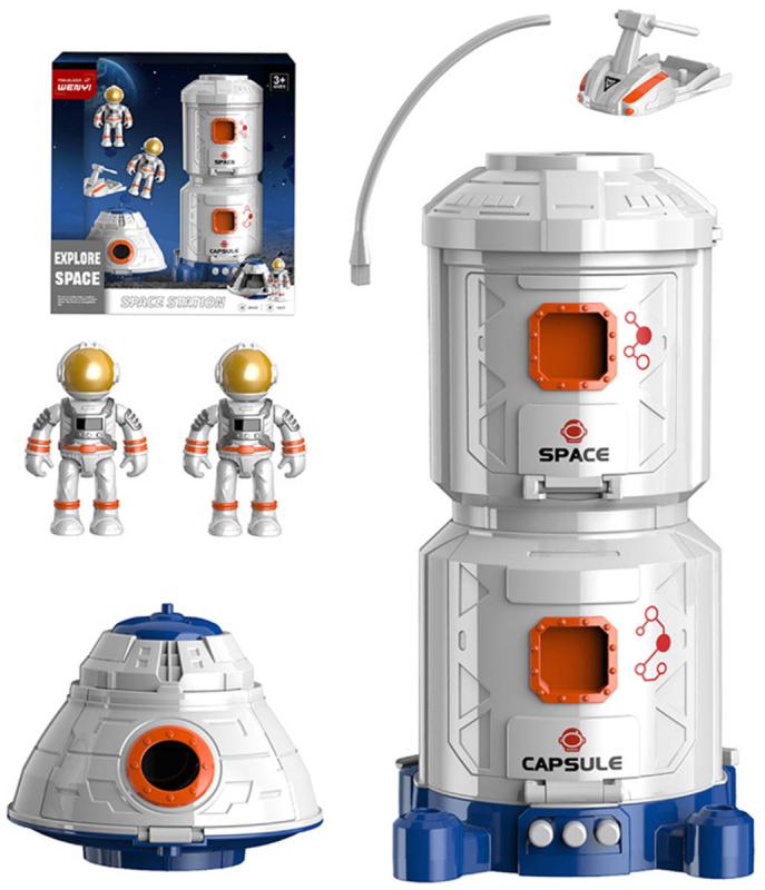 Stanice vesmírná herní set se 2 kosmonauty a doplňky na baterie Světlo Zvuk
