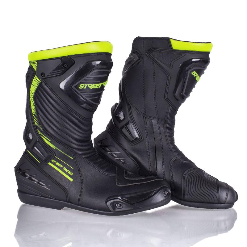 Street Racer Topánky na motorku Grid čierno-fluo žlté + šatka Kilpi