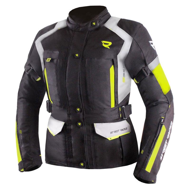 Street Racer Dámska bunda na motorku Hilax čierno-sedo-fluo žltá + zľava 16 € na príslušenstvo