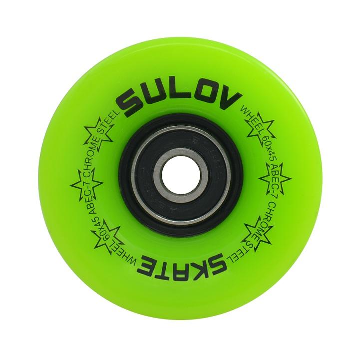 Levně Sulov Kolečka Penny board Lemon Green 60 x 45mm 85a sada 4ks s ložisky