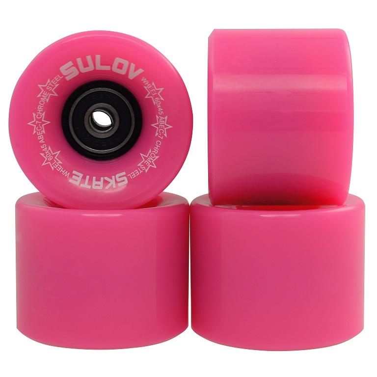 Levně Sulov Kolečka Penny board Neon Pink 60 x 45mm 85a sada 4ks s ložisky