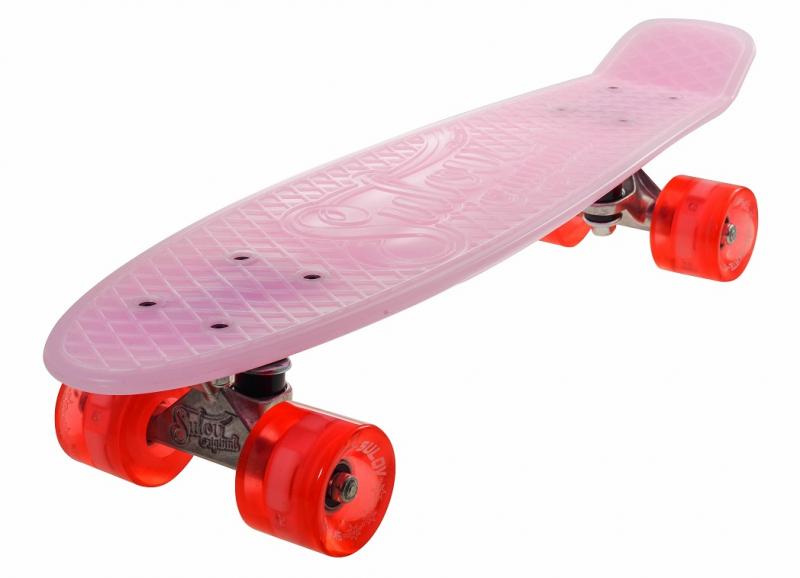 Levně Sulov Penny board 22" Burn Rider růžový fosforeskující blikající kolečka