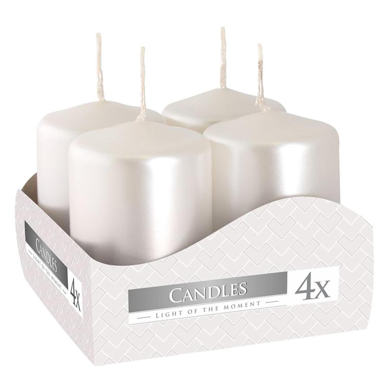 Admit Svíčka adventní 60x38/40mm BÍ PERLEŤOVÁ (4ks)
