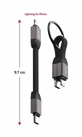 SWISSTEN MAGNETICKÝ KEYCHAIN KABEL USB-C / LIGHTNING 9,7 CM