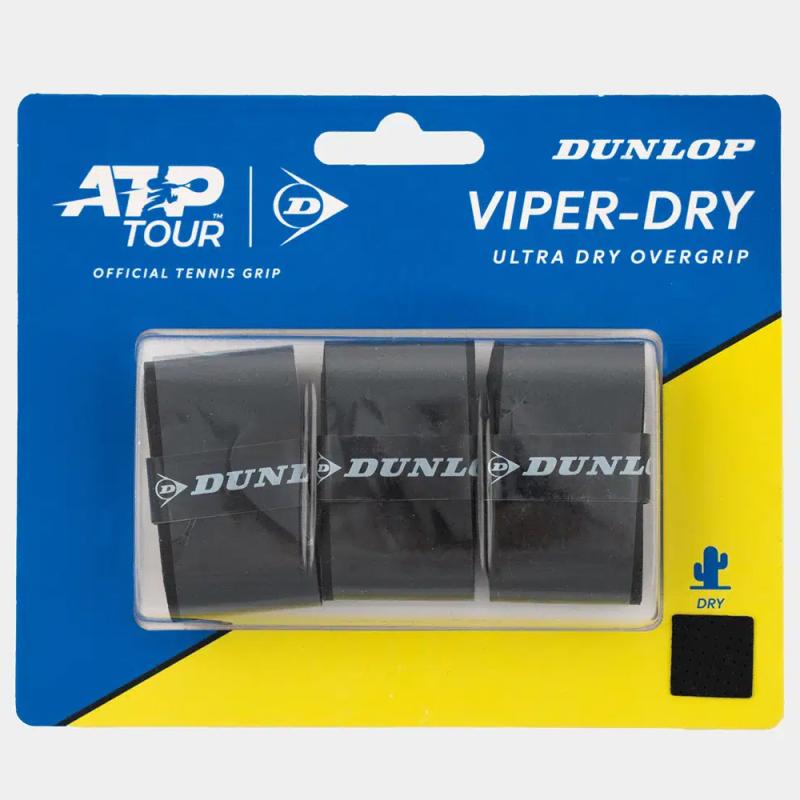 Tenisové omotávky DUNLOP ATP VIPER-DRY Overgrip 0,6 mm čierna