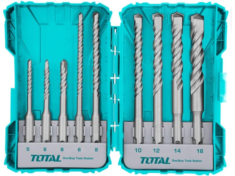 TOTAL TOOLS Vrtáky, sada 9ks, SDS Plus, industrial, SDS Plus