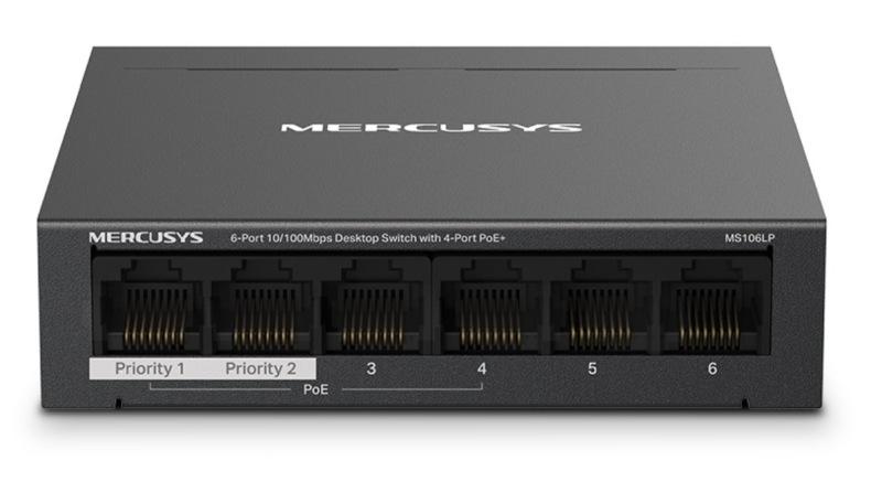 TP-Link MERCUSYS MS106LP - 6portový stolní switch 10/100 Mb/s se 4 porty PoE+