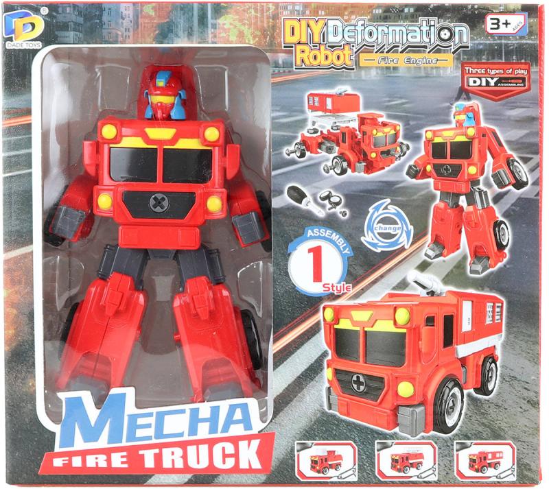 Transrobot skládací červený auto požární montážní set s nástrojem 2v1