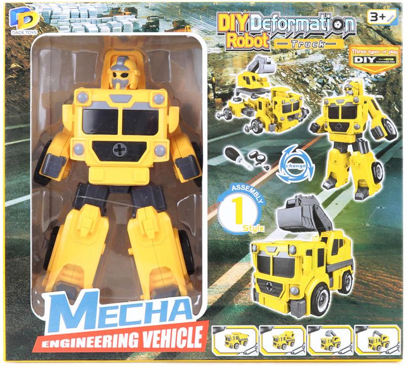 Transrobot skládací žlutý auto bagr montážní set s nástrojem 2v1