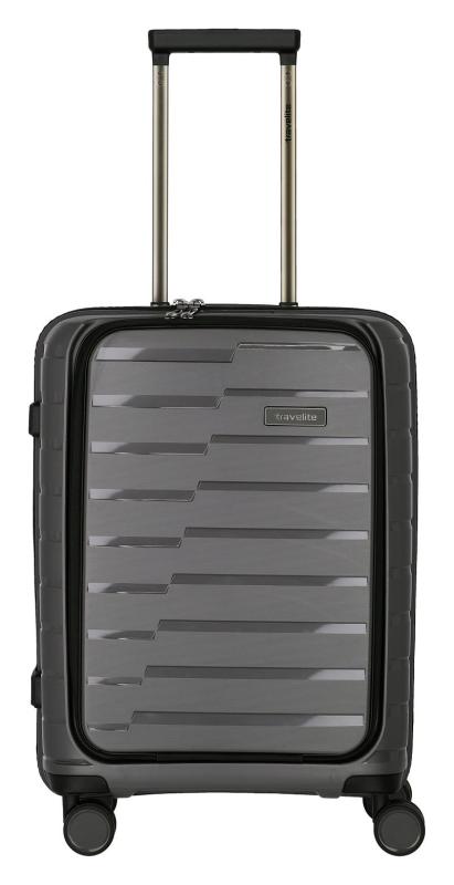 Travelite Air Base 4w S Front pocket Anthracite kufr + kosmetická taštička zdarma