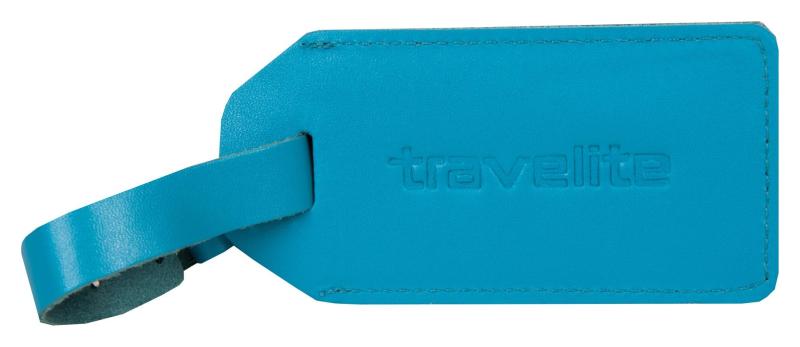 Travelite kožená jmenovka II modrá