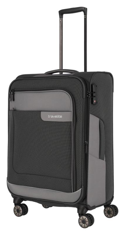 Travelite Viia 4w M Anthracite kufor + kozmetická taštička zadarmo