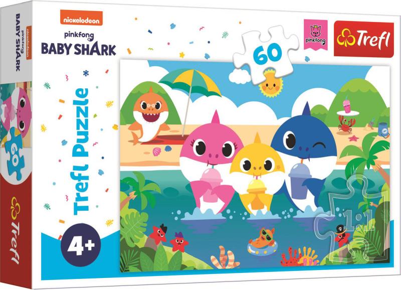 Trefl PUZZLE Baby Shark s rodinou na dovolené 33x22cm skládačka 60 dílků