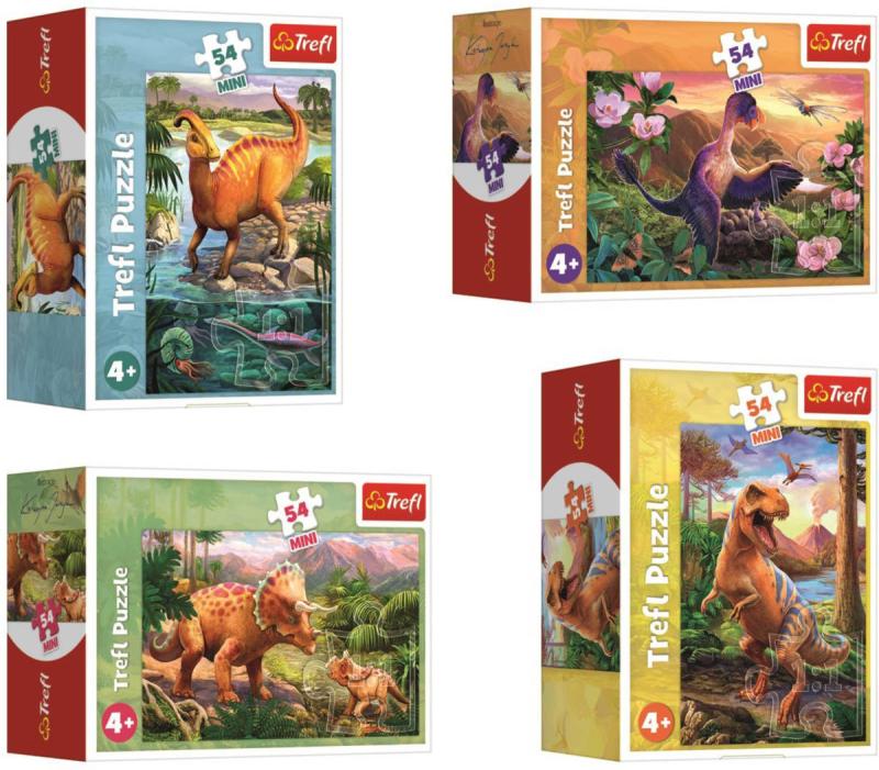 Trefl PUZZLE Úžasní dinosauři mini 20x13cm skládačka 54 dílků 4 druhy
