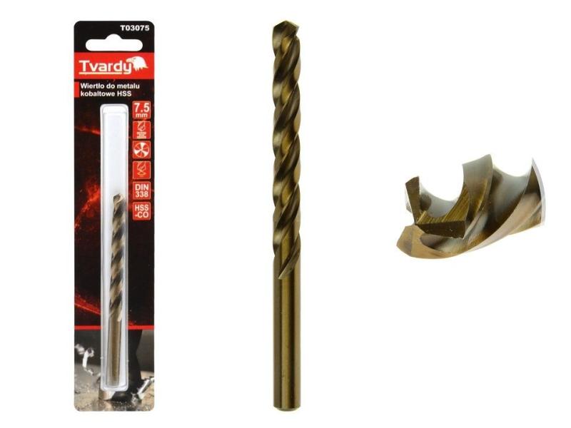 TVARDY HSS M35 7,5 mm vrták z kobaltového kovu