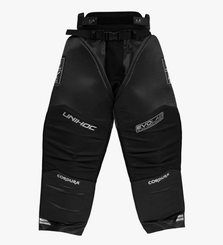 Unihoc Alpha Evolab 25/26 černo-stříbrné brankářské kalhoty + sleva 400,- na příslušenství