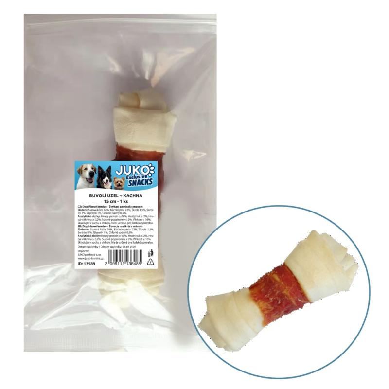 Uzel buvolí s kachním masem JUKO Snacks 15cm (1 ks)