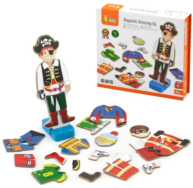 Viga DŘEVO Magnetické oblékání Povolání 8 stylů (dřevěná hračka)