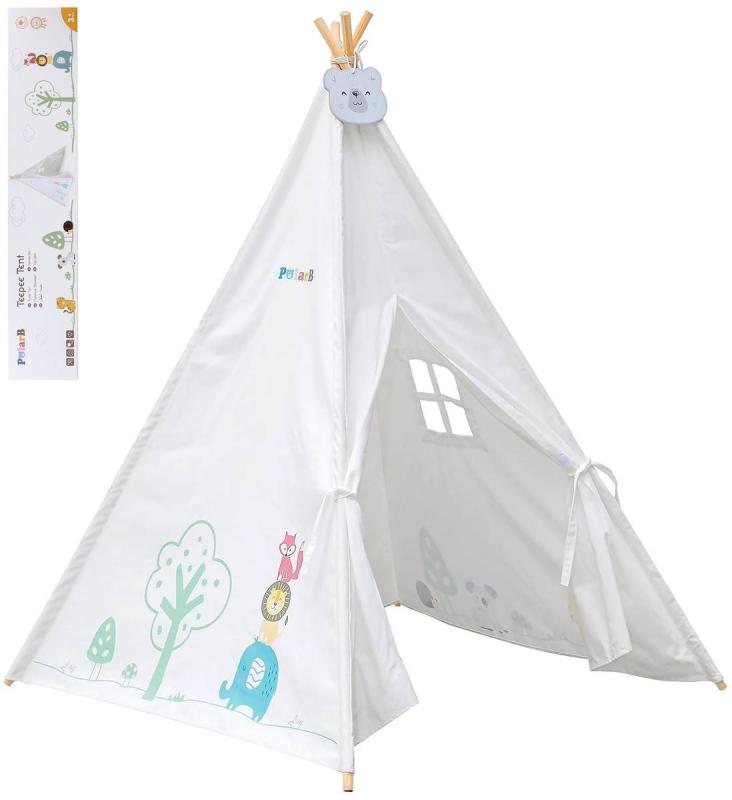 Viga PolarB Stan dětský 122x150x122cm indiánské teepee s oknem dřevo/plátno