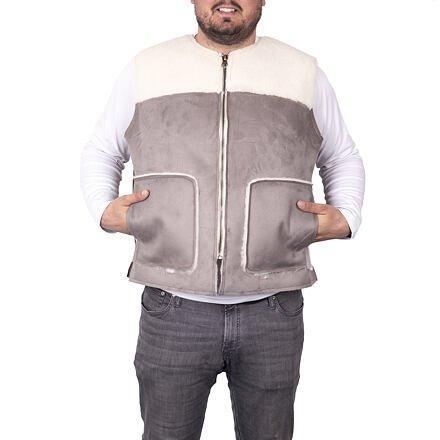 Vlnka Vesta z ovčej vlny velúr sivá IBA 3XL (VÝPREDAJ)