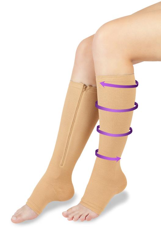 Wellife Kompresné pančuchy FIT so zipsom 2XL telovej farby