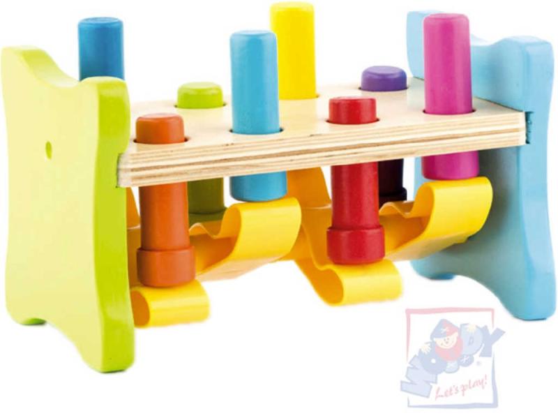 Woody DŘEVO Baby zatloukačka kolíbka Up and down (dřevěná hračka)