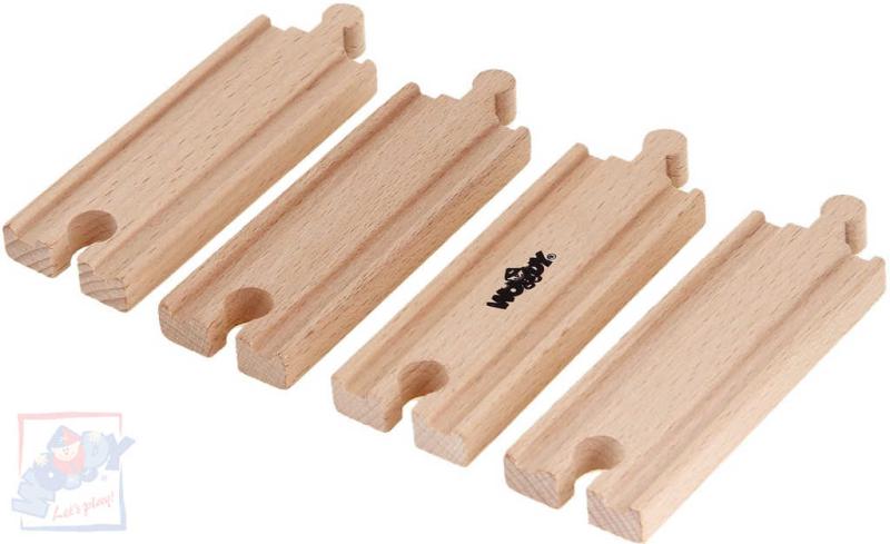 Woody DŘEVO Kolej rovná krátká set 4ks příslušenství k vláčkodráze