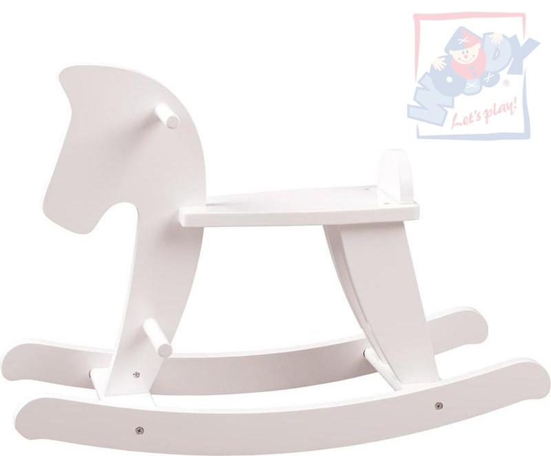 Woody DŘEVO Kůň dětský houpací bílý (dřevěná hračka)