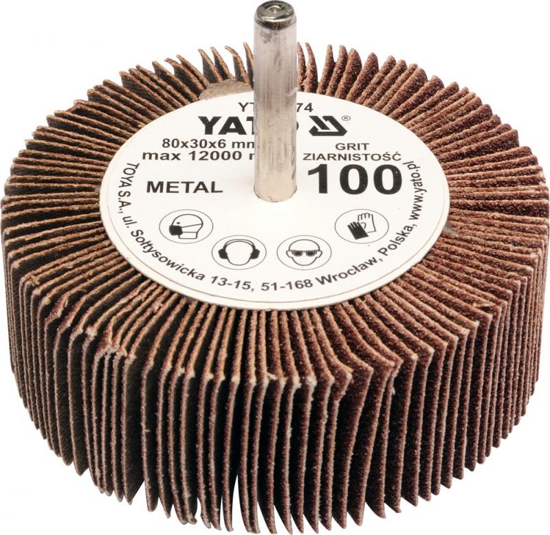 Yato Kotouč lamelový radiální 80x30 P-120 s hřídelí 6 mm