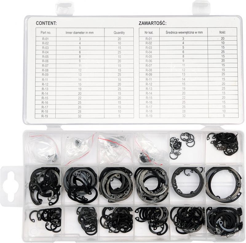 Yato Pojistné kroužky INTERNAL sada 300ks, R1-R19, pr. 3 -32mm